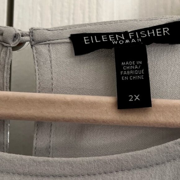EILEEN FISHER WOMENS BLOUSE, SILK, SOFT GREY, size 2X - Picture 4 of 6